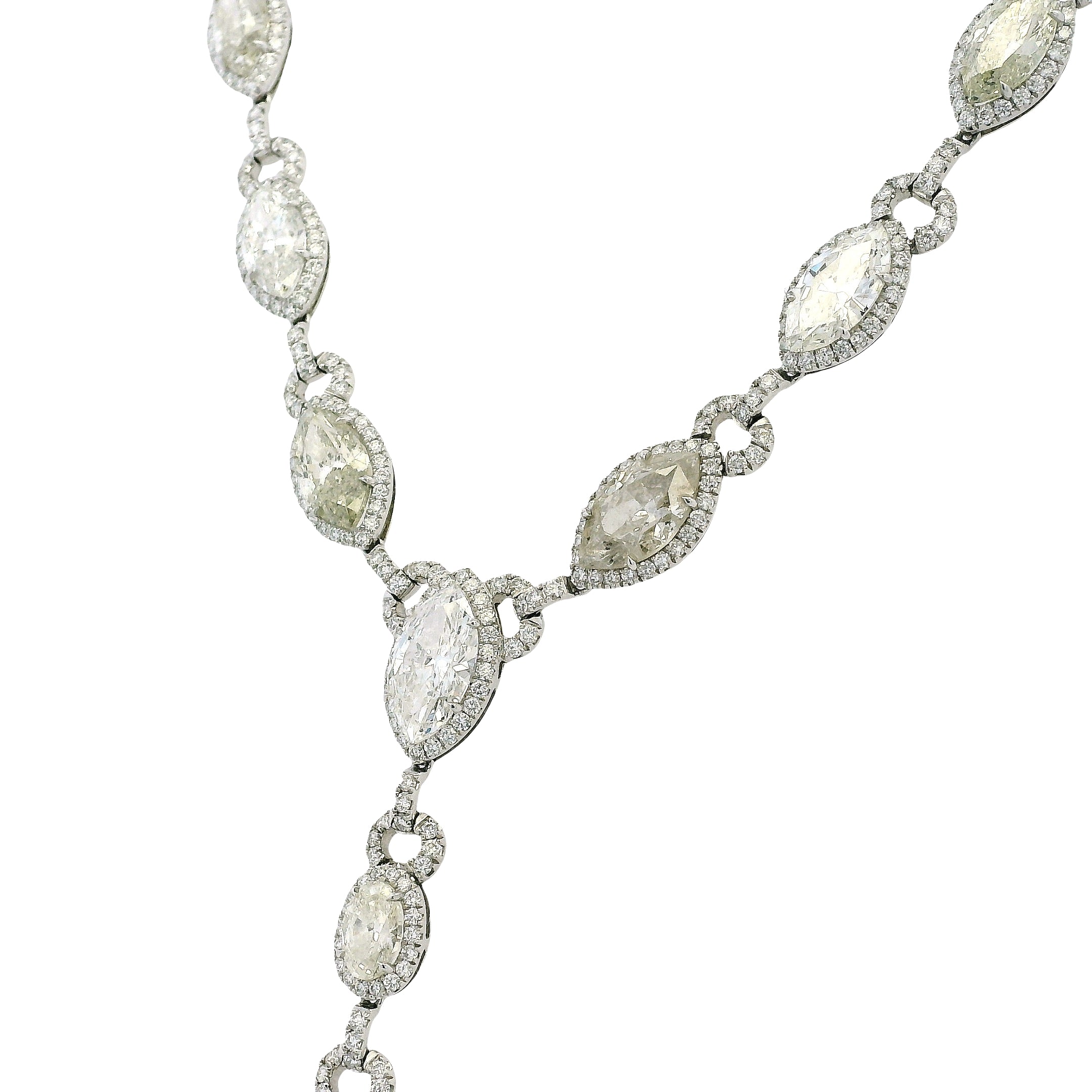 Platinum Natural 27.83ctw Diamond Drop Necklace