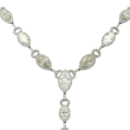 Platinum Natural 27.83ctw Diamond Drop Necklace