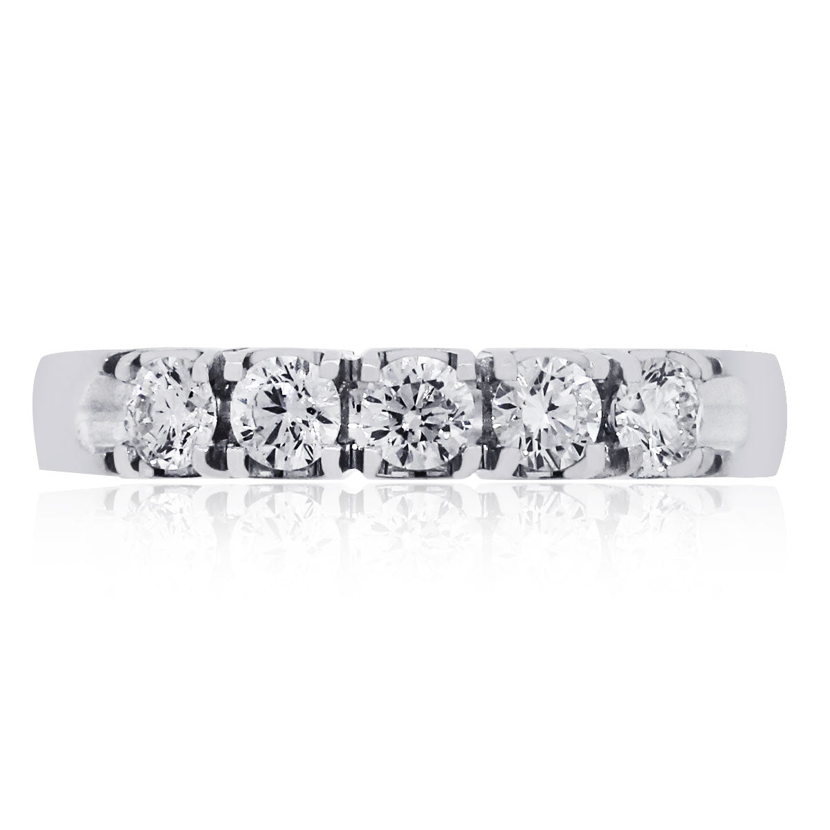 14k White Gold 0.60ctw 5 Stone Diamond Wedding Band