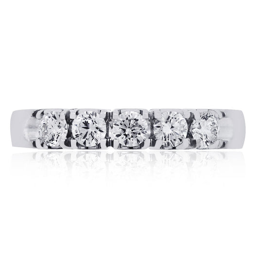 14k White Gold 0.60ctw 5 Stone Diamond Wedding Band