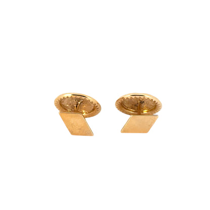 14k Yellow Gold Lucien Piccard Coin Black Spinel Cufflinks