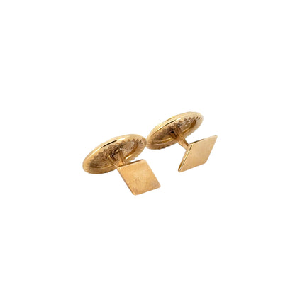 14k Yellow Gold Lucien Piccard Coin Black Spinel Cufflinks