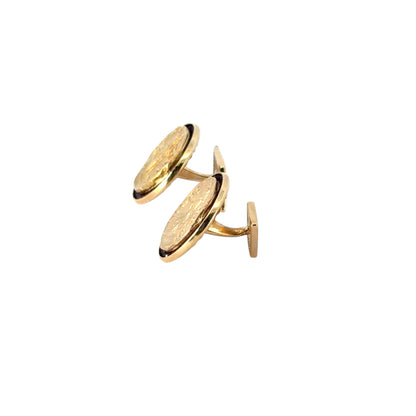 14k Yellow Gold Lucien Piccard Coin Black Spinel Cufflinks