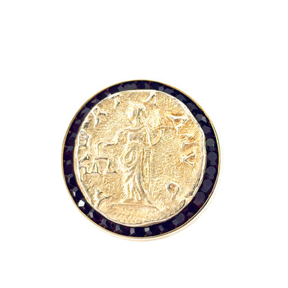 14k Yellow Gold Lucien Piccard Coin Black Spinel Cufflinks