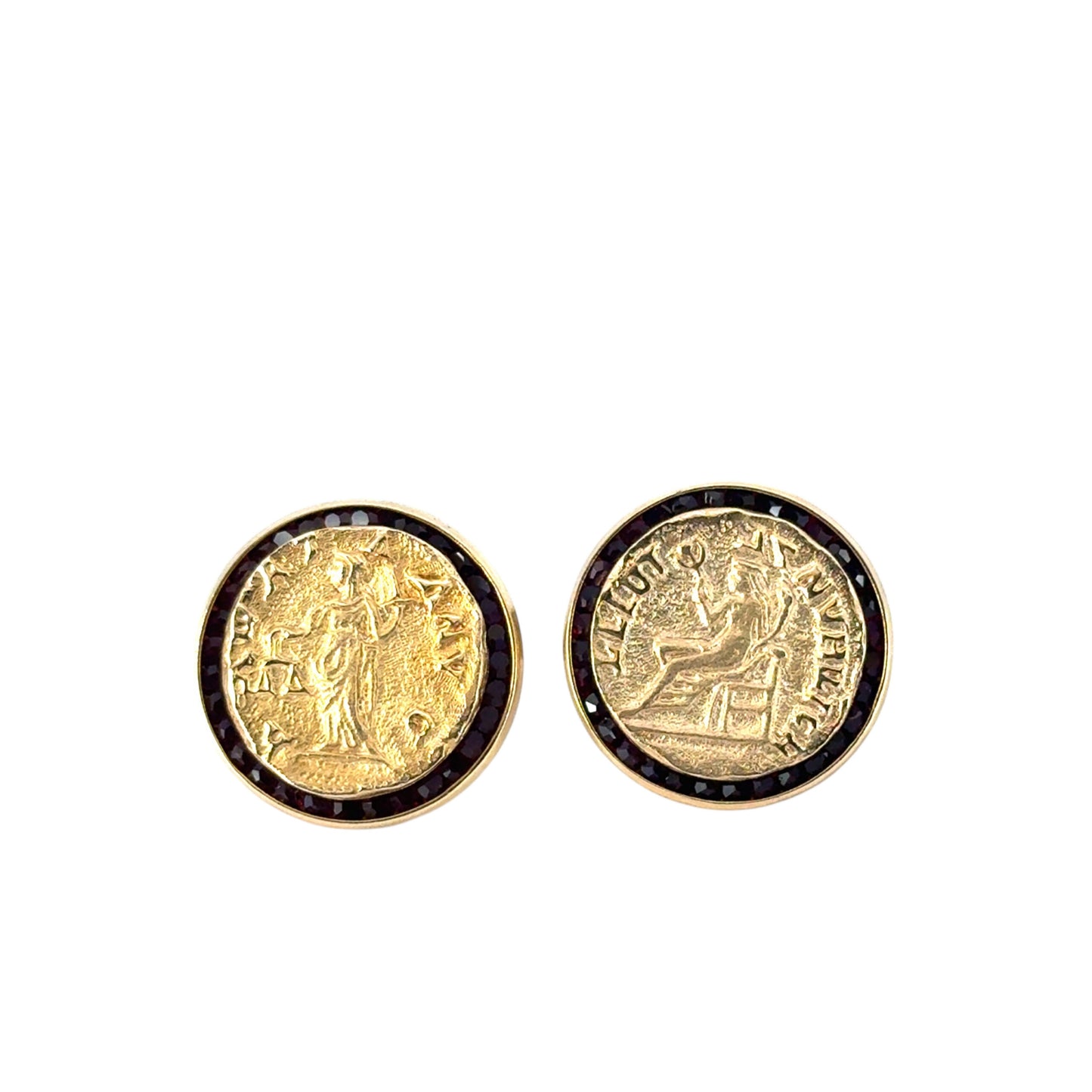 14k Yellow Gold Lucien Piccard Coin Black Spinel Cufflinks