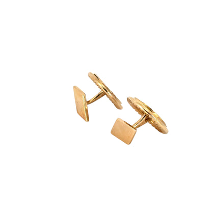 14k Yellow Gold Lucien Piccard Coin Black Spinel Cufflinks