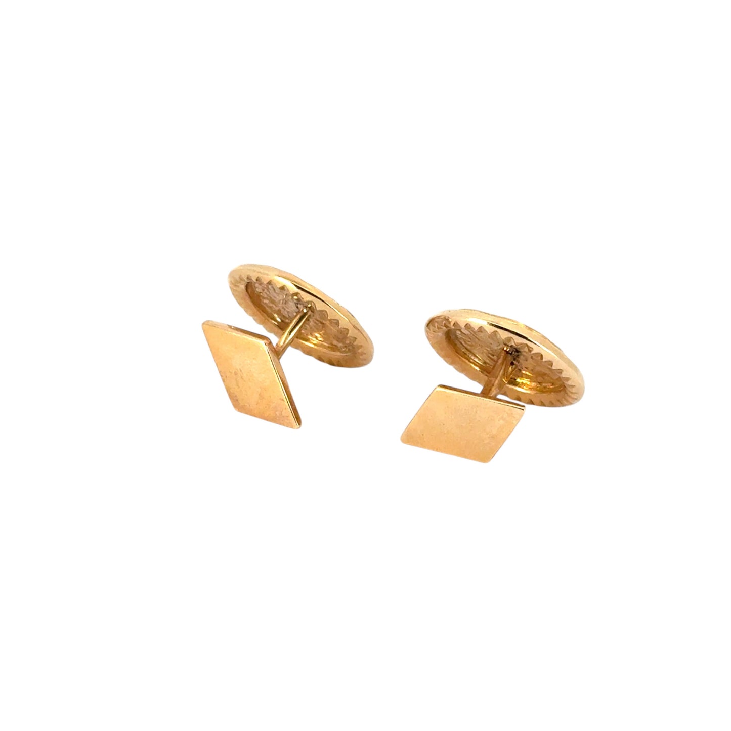 14k Yellow Gold Lucien Piccard Coin Black Spinel Cufflinks