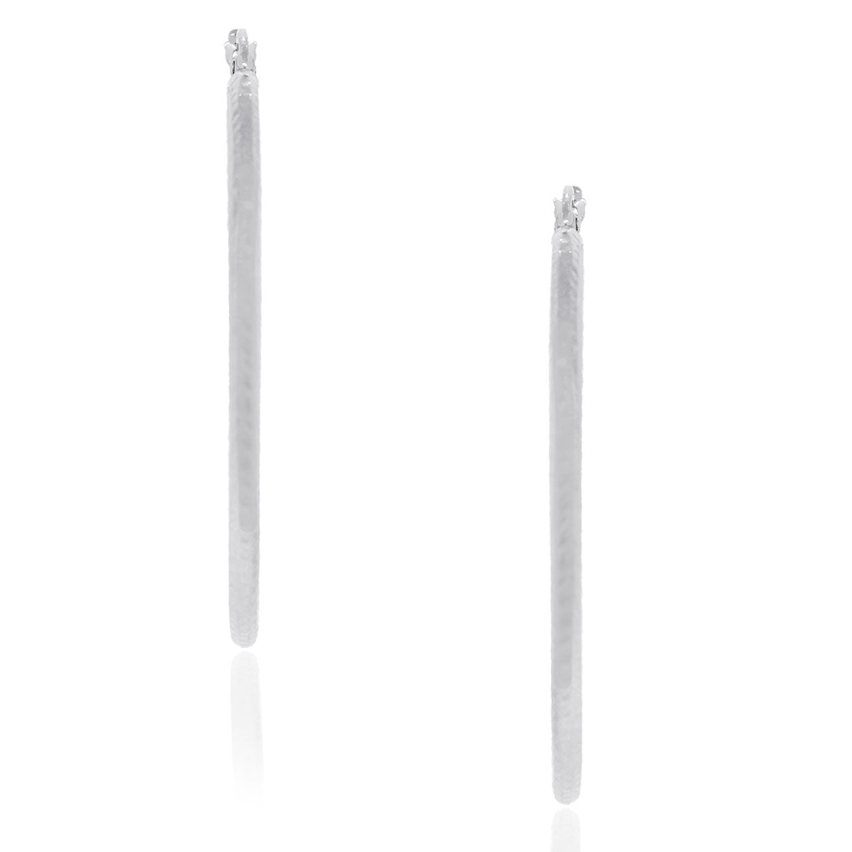 14k White Gold Hammered 1.5" Hoop Earrings