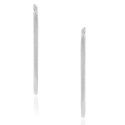 14k White Gold Hammered 1.5" Hoop Earrings