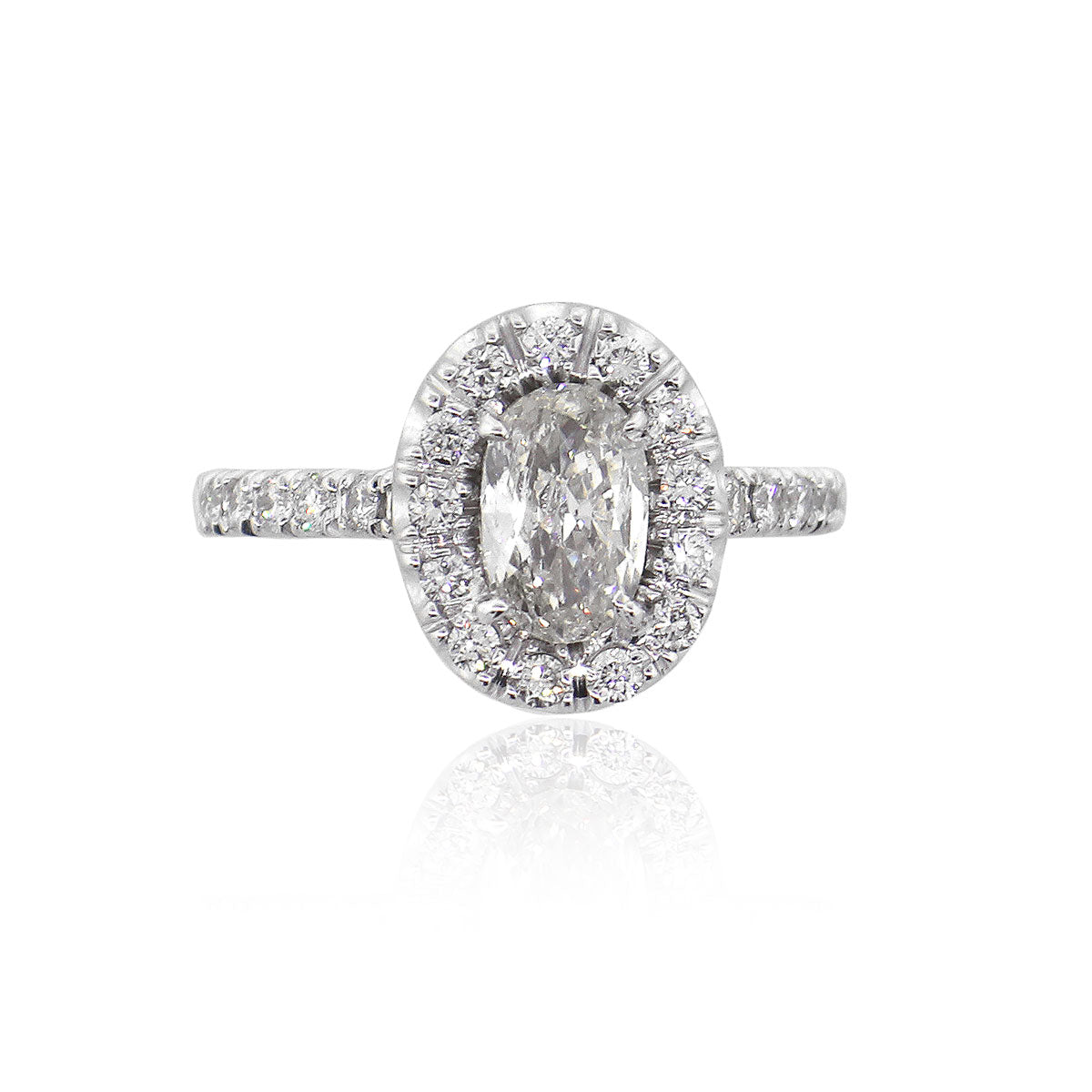 14k White Gold 0.96ct Oval Cut Diamond Engagement Ring