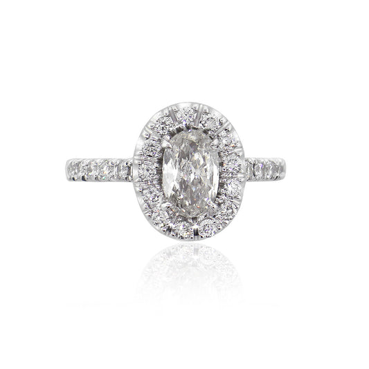 14k White Gold 0.96ct Oval Cut Diamond Engagement Ring