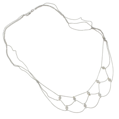18k White Gold 0.30ctw Bezel Set Diamond Multi Strand Necklace