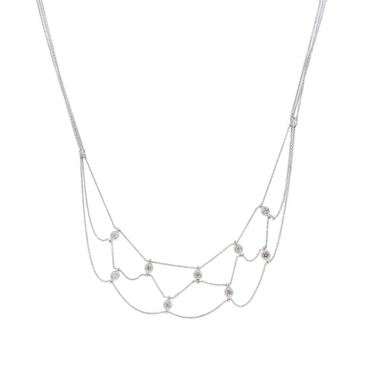 18k White Gold 0.30ctw Bezel Set Diamond Multi Strand Necklace