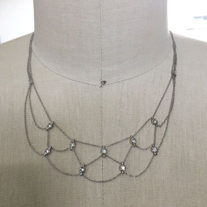 18k White Gold 0.30ctw Bezel Set Diamond Multi Strand Necklace