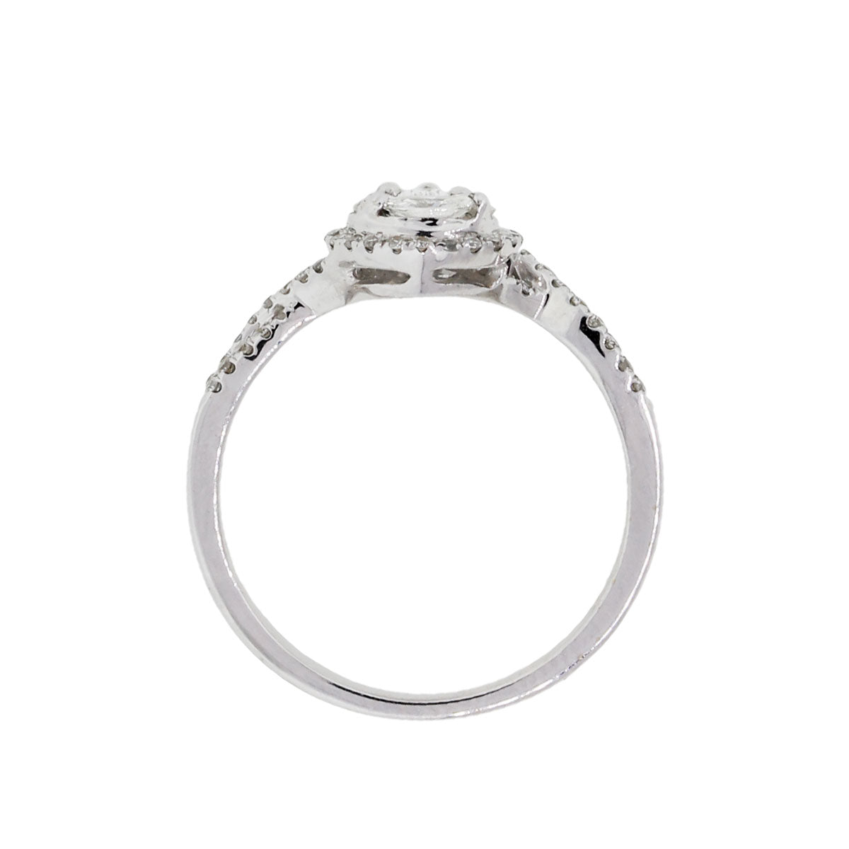 18k White Gold 0.73ctw Mosaic Pear Diamond Engagement Ring