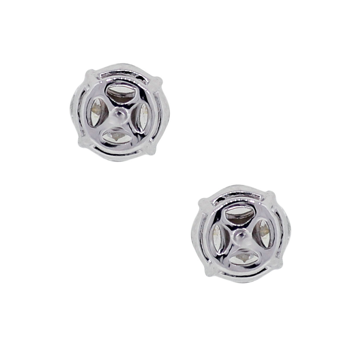 18k White Gold 0.79ctw Mosaic Diamond Stud Earrings