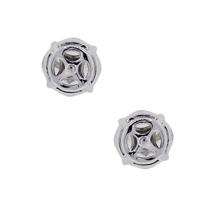 18k White Gold 0.79ctw Mosaic Diamond Stud Earrings