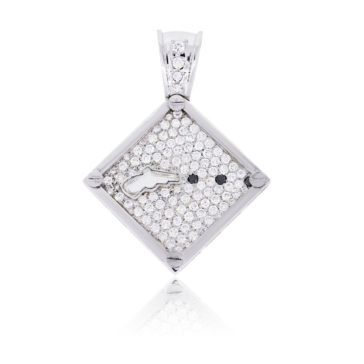 18k White Gold 3.14ctw IGL Certified Diamond Gun Pendant