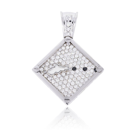 18k White Gold 3.14ctw IGL Certified Diamond Gun Pendant