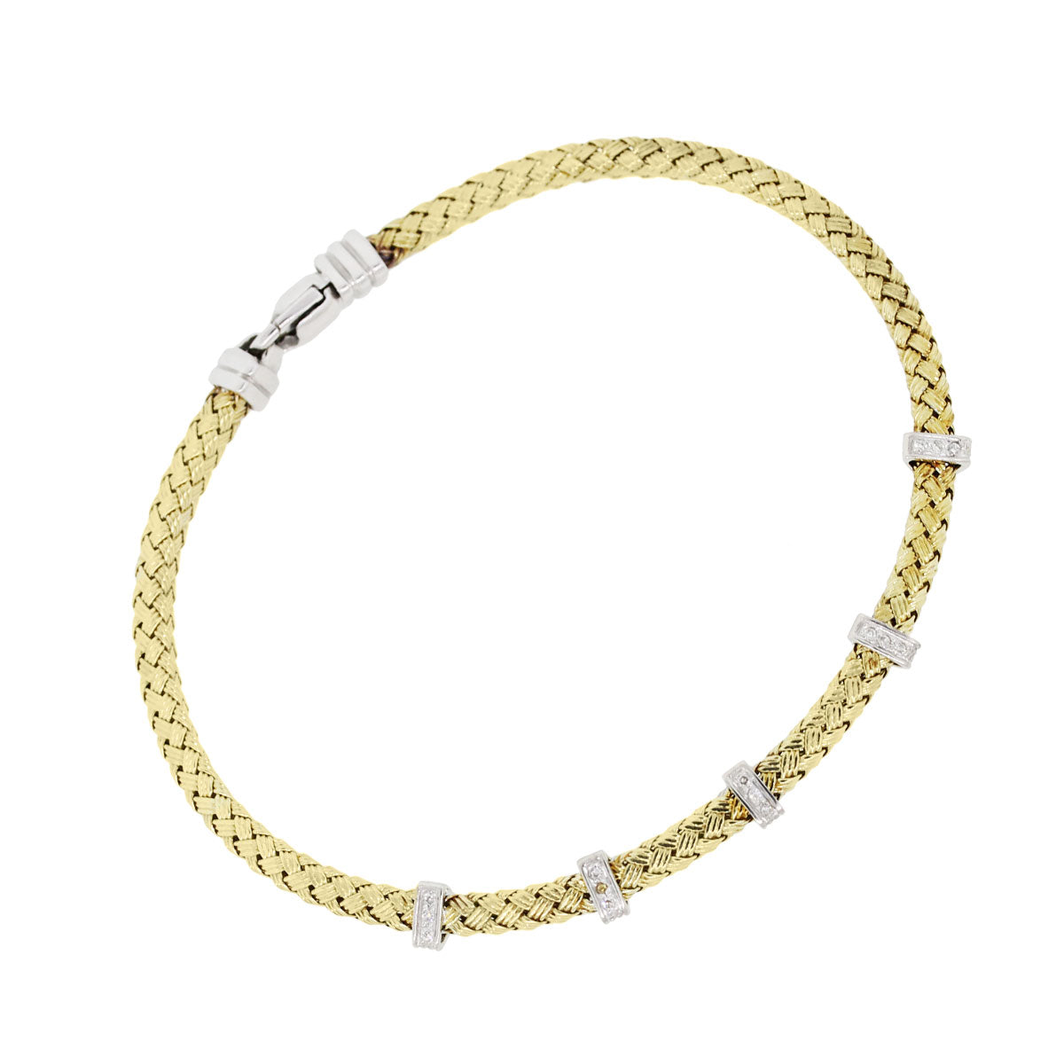 14k Two Tone Gold 0.50ctw Diamond Woven Bangle