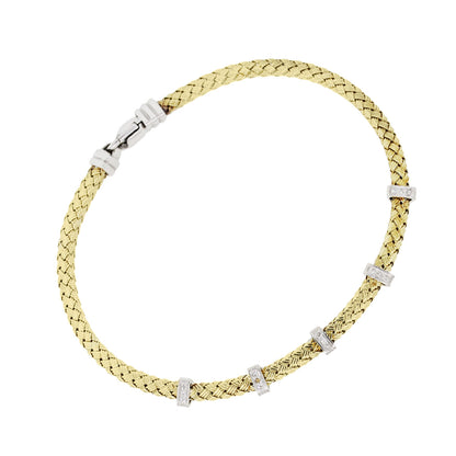 14k Two Tone Gold 0.50ctw Diamond Woven Bangle