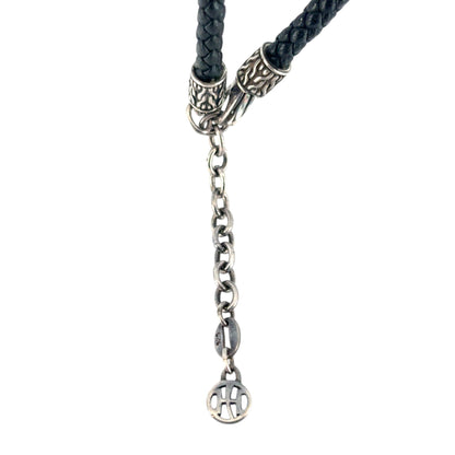 John Hardy Dayak Sterling Silver Small Dog Tag on Leather Necklace
