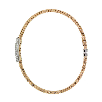 18k Two Tone 0.64ctw Diamond Ribbed Bangle Bracelet