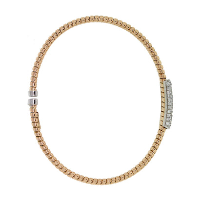 18k Two Tone 0.64ctw Diamond Ribbed Bangle Bracelet