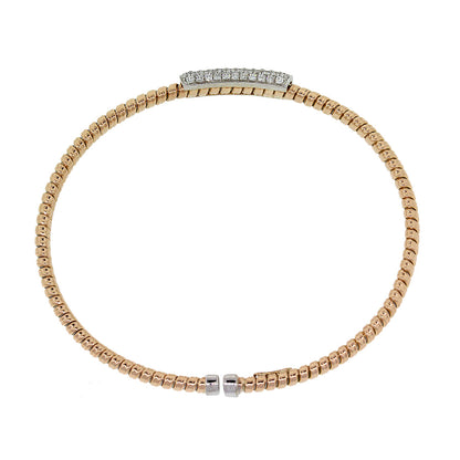 18k Two Tone 0.64ctw Diamond Ribbed Bangle Bracelet