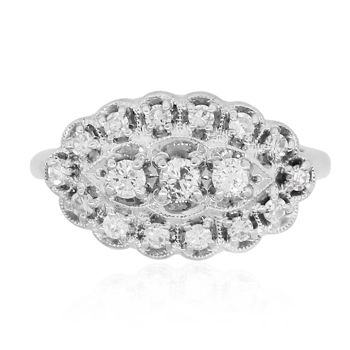 14k White Gold Vintage Style 0.50ctw Diamond Ring