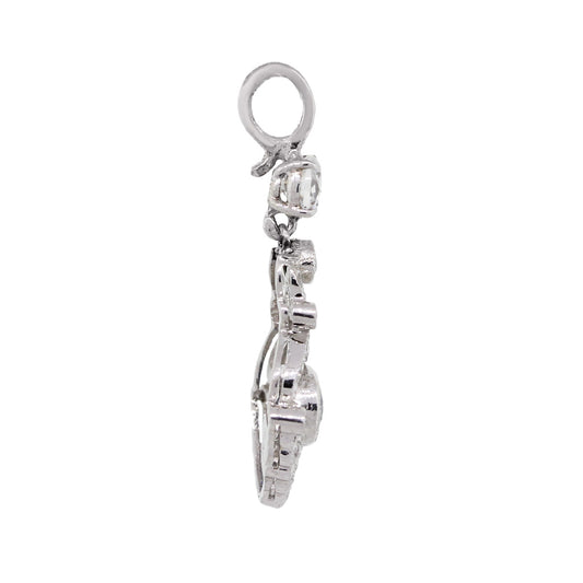 18k White Gold 0.26ctw Diamond and Sapphire Open Work Pendant