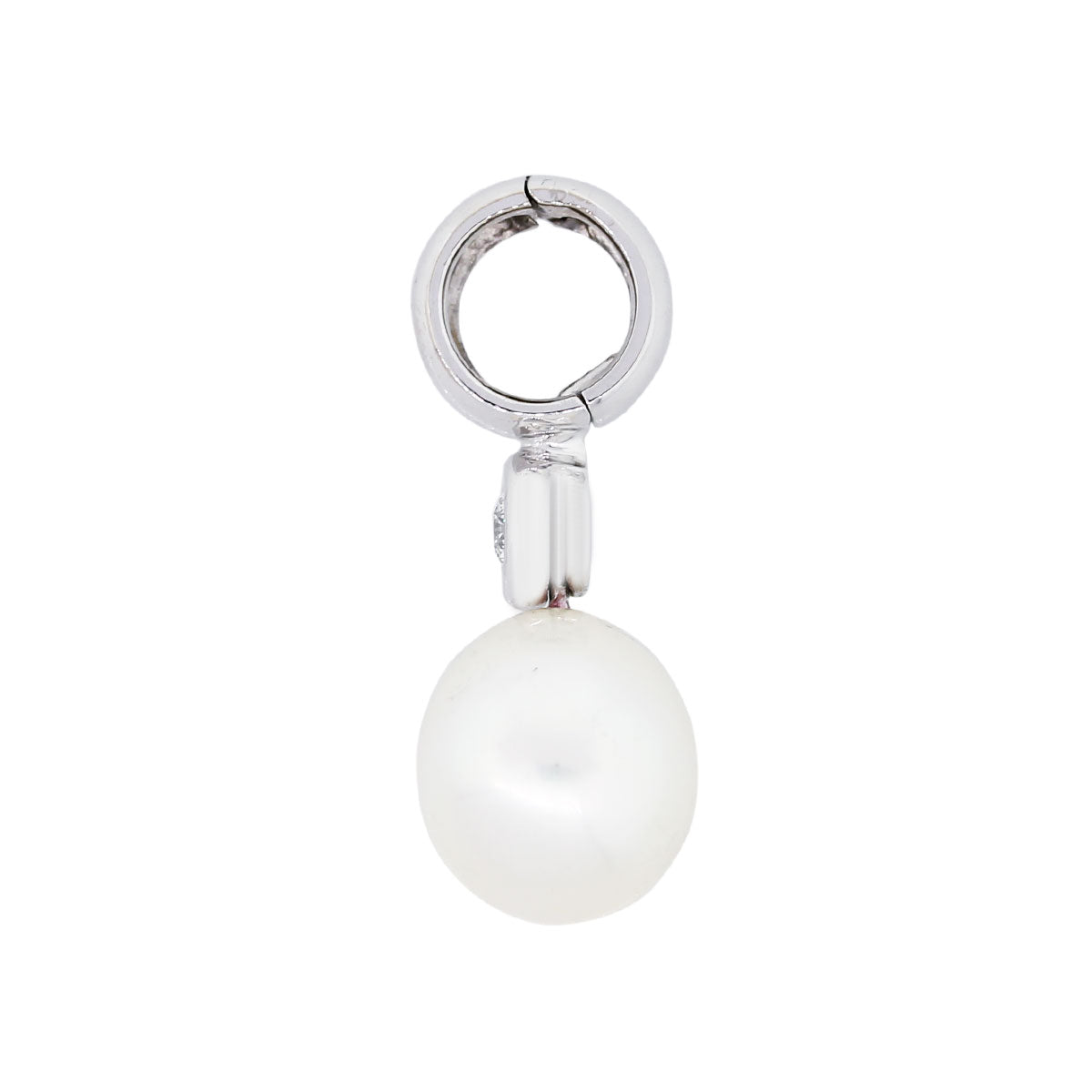 18k White Gold Pearl and Diamond Pendant