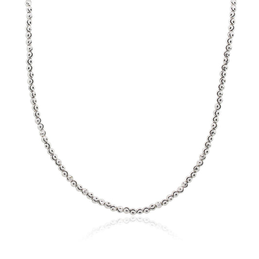 10k White Gold Diamond Cut Bead Chain Necklace