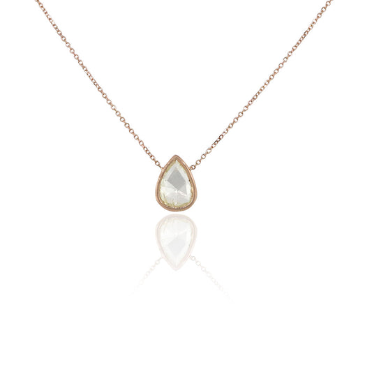 14k Rose Gold 1.45ctw Pear Shape Diamond Bezel Set Necklace