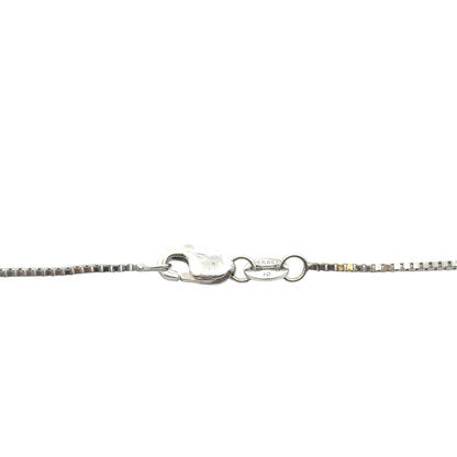 14k White Gold Glass Filled Ruby with Diamond Pendant on a 14k White Gold Classic Box Chain Necklace