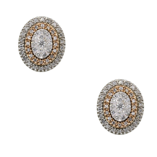 14k White and Rose Gold 0.5ctw Diamond Stud Earrings