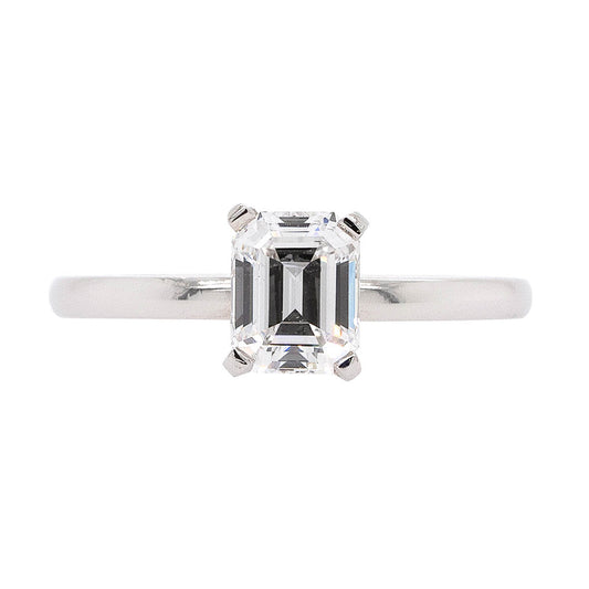 Platinum 1.12ct Natural GIA Emerald Cut Diamond Engagement Ring