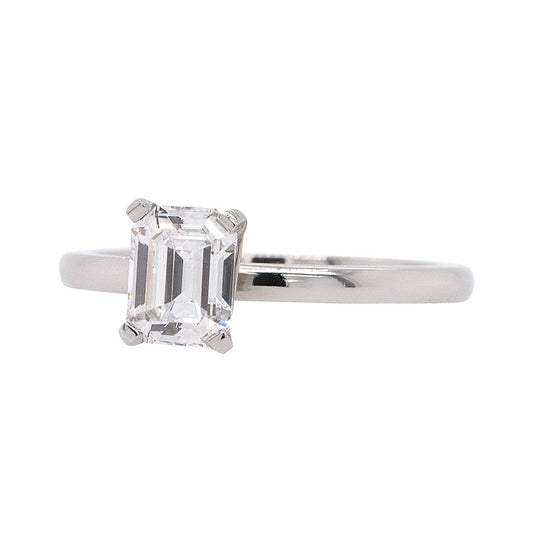 Platinum 1.12ct Natural GIA Emerald Cut Diamond Engagement Ring