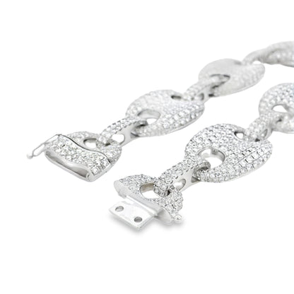 18k White Gold 16.05ctw Gucci Link Diamond Bracelet
