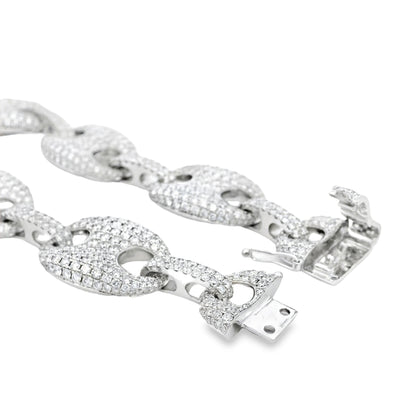 18k White Gold 16.05ctw Gucci Link Diamond Bracelet