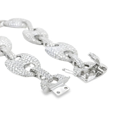18k White Gold 16.05ctw Gucci Link Diamond Bracelet
