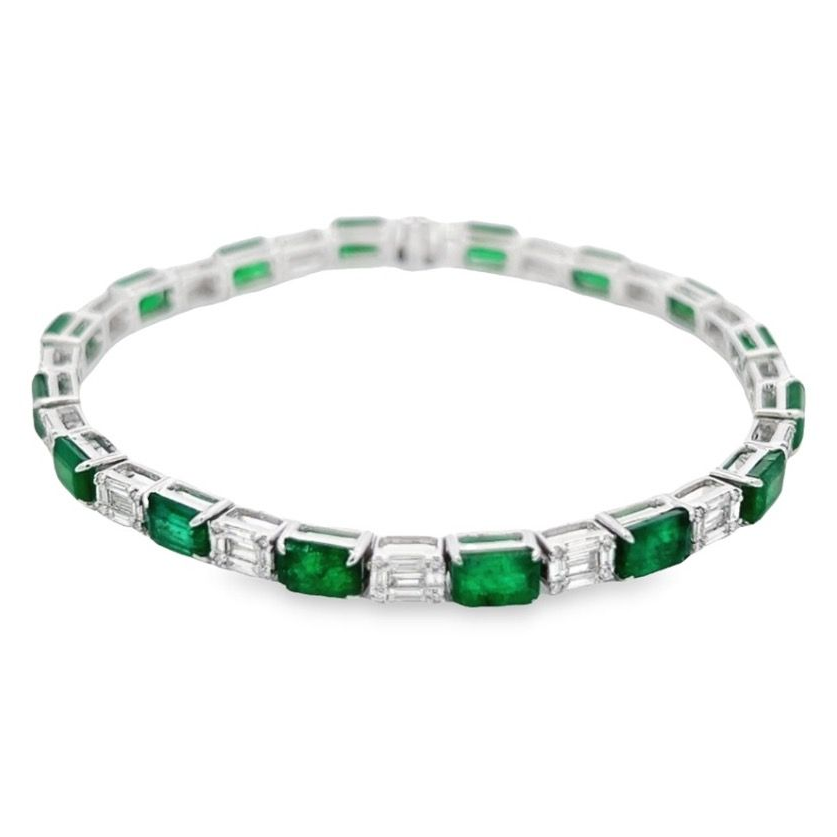 Emerald Cut Emerald and Diamond Bracelet — view 1