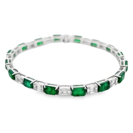 Emerald Cut Emerald and Diamond Bracelet — view 1