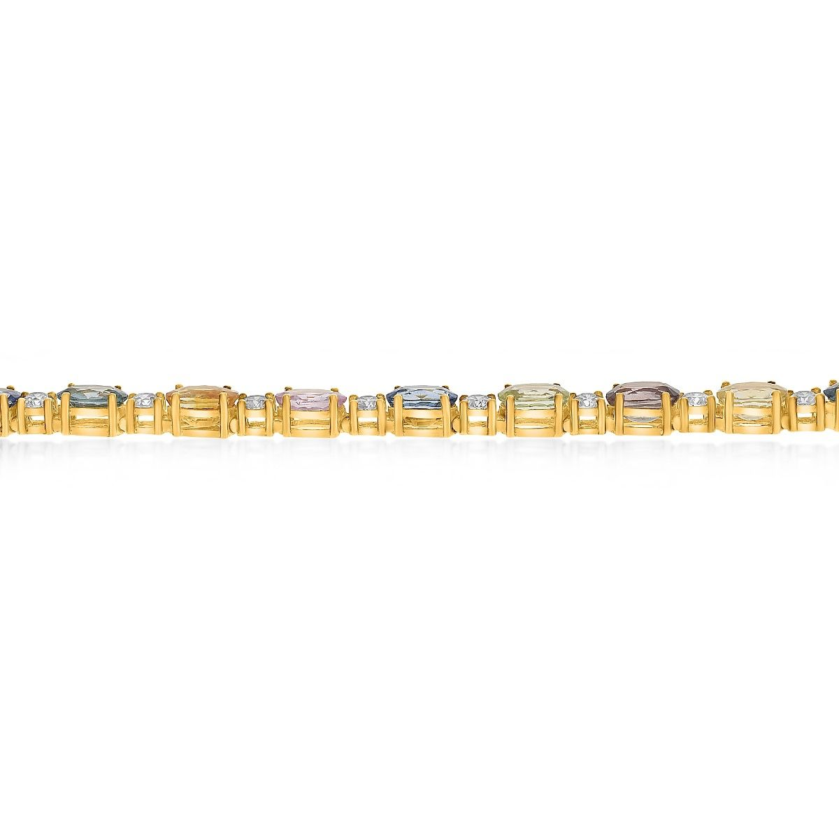 Yellow Gold Oval Multi Sapphire Bracelet — view 3