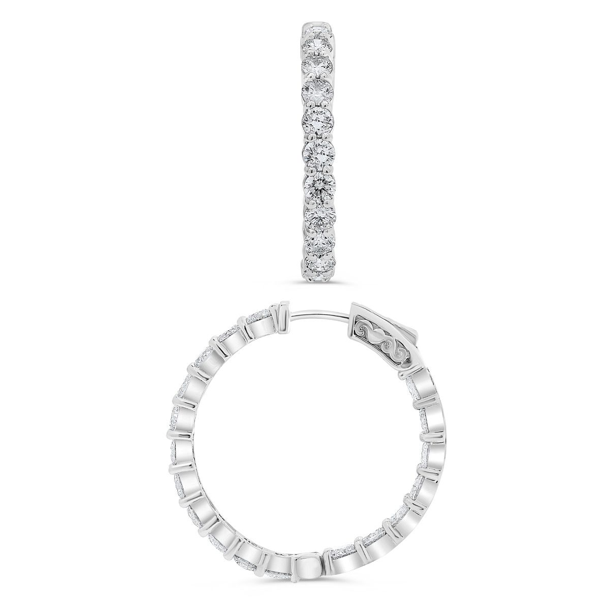 1 inch 6 Carat Diamond Hoop Earrings — view 1