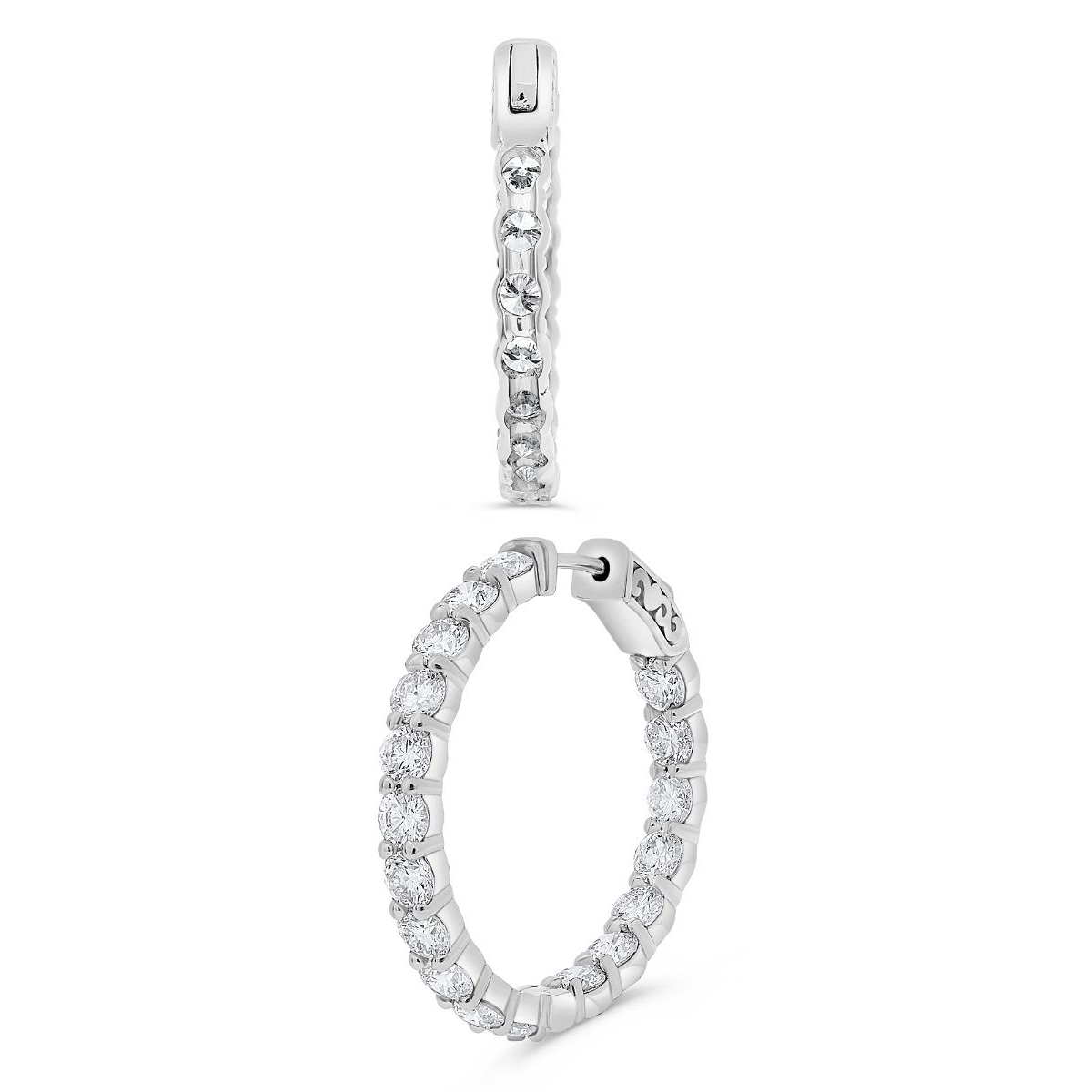 1 inch 6 Carat Diamond Hoop Earrings — view 2
