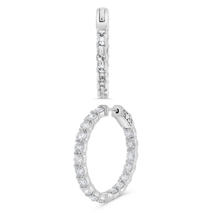 1 inch 6 Carat Diamond Hoop Earrings — view 2