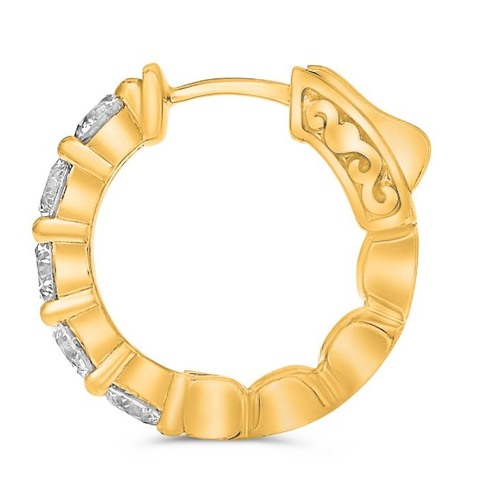 Yellow Gold Diamond Hoops — view 1