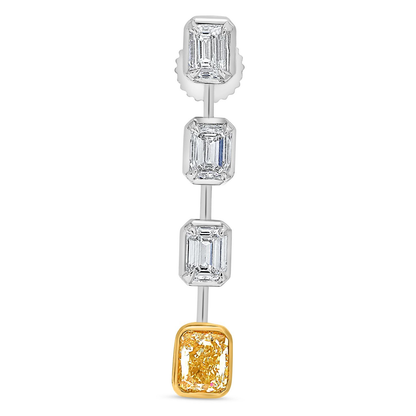 Mixed Shape Fancy Yellow Diamond Earring — view 2