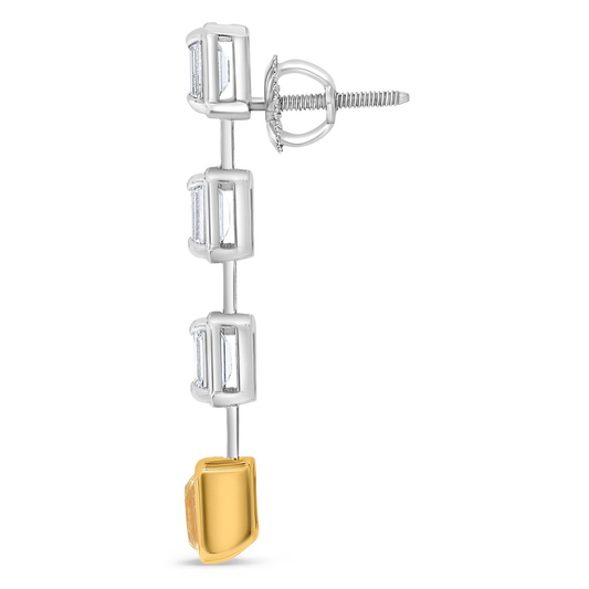Mixed Shape Fancy Yellow Diamond Earring — view 1